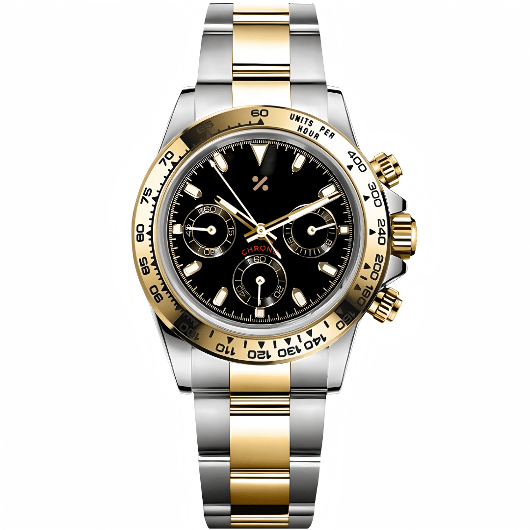 CHRONO - TONA MOD | Black Panda Two - Tone VK63 - WATCHBRICK