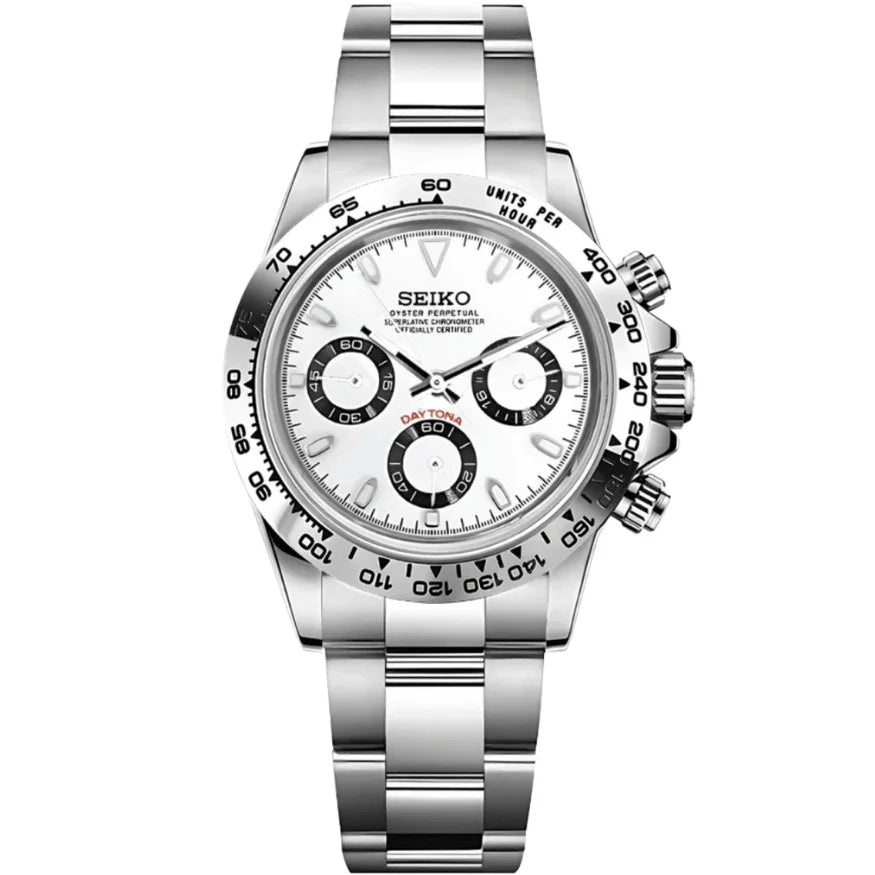 SEIKTONA | Silver Panda VK63 - WB MOD WATCHES