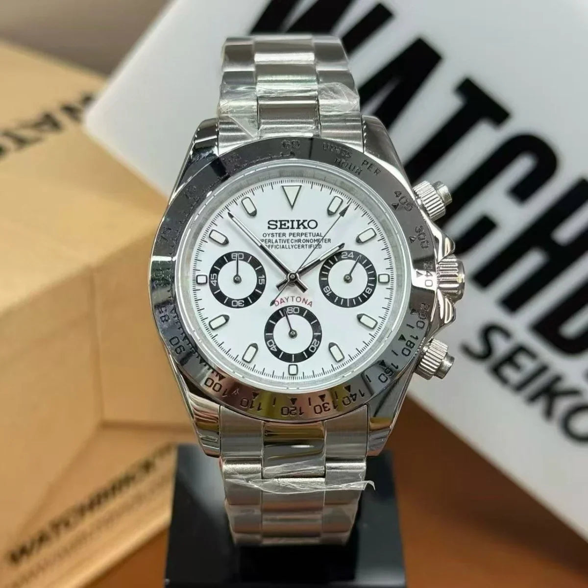 SEIKTONA | Silver Panda VK63 - WB MOD WATCHES