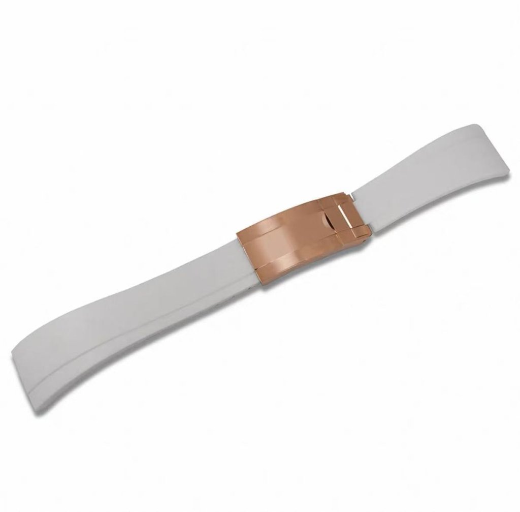 Curved - End Rubber Strap | 20mm Rose - Gold Clasp - WATCHBRICK