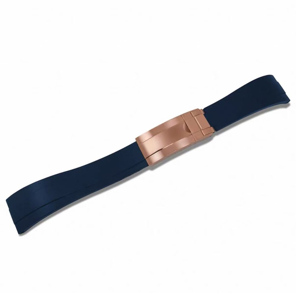 Curved - End Rubber Strap | 20mm Rose - Gold Clasp - WATCHBRICK