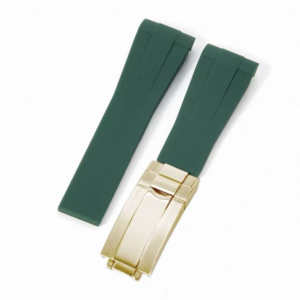 Curved - End Rubber Strap | 20mm Yellow - Gold Clasp - WATCHBRICK