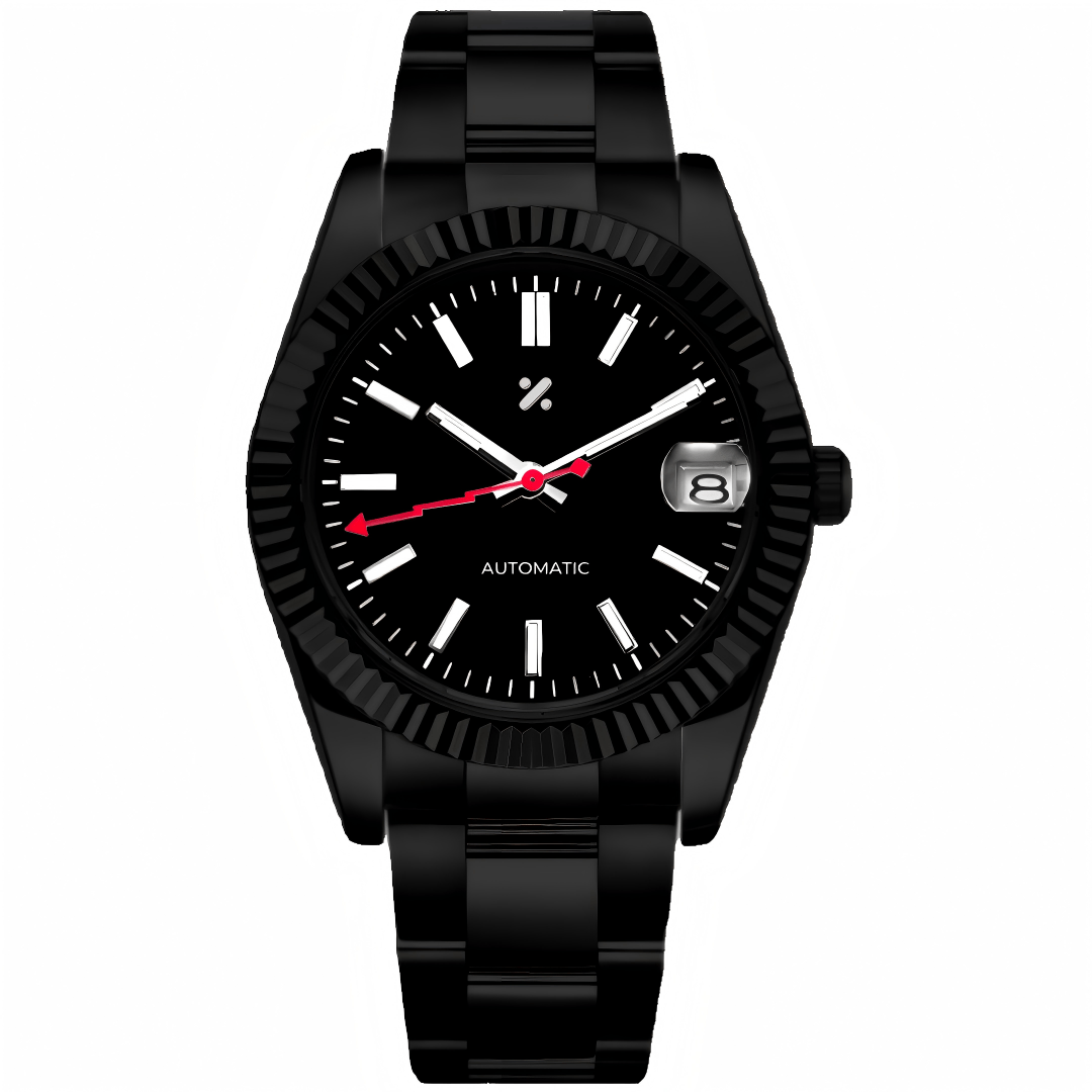 JUSTMOD | Black Fluted NH35 Date - WATCHBRICK