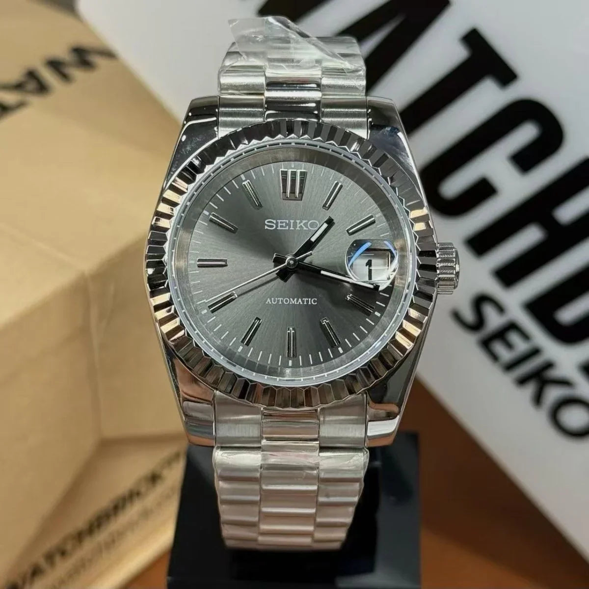 JUSTMOD | Slate Sunburst NH35 Date - WB MOD WATCHES