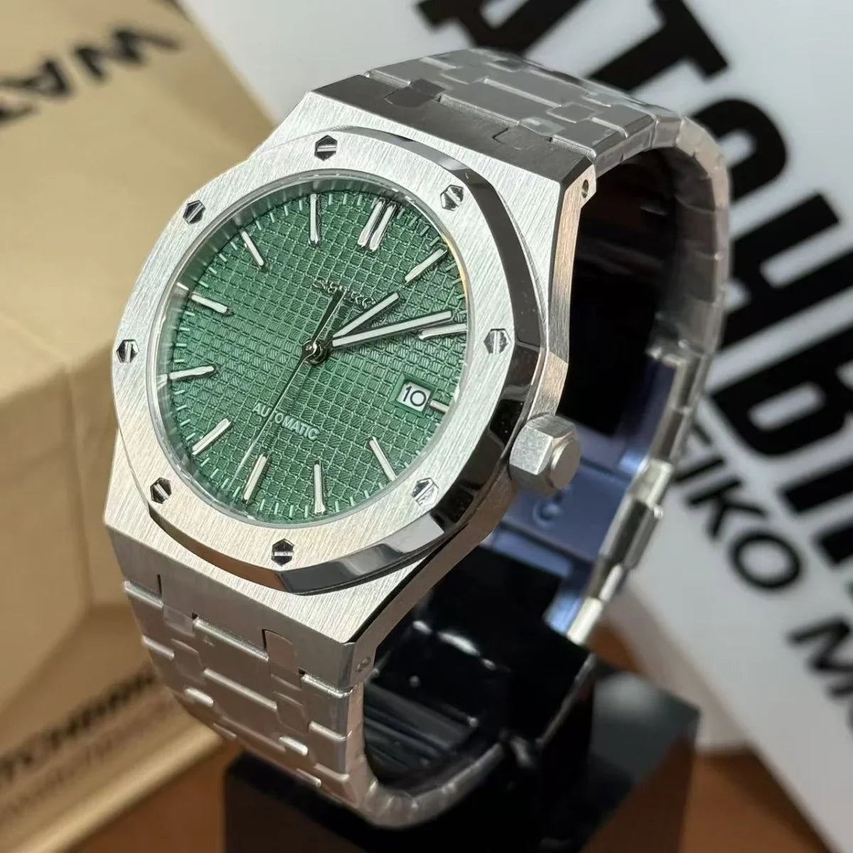 SEIKOAK | Forest Brushed Green NH35 - WB MOD WATCHES