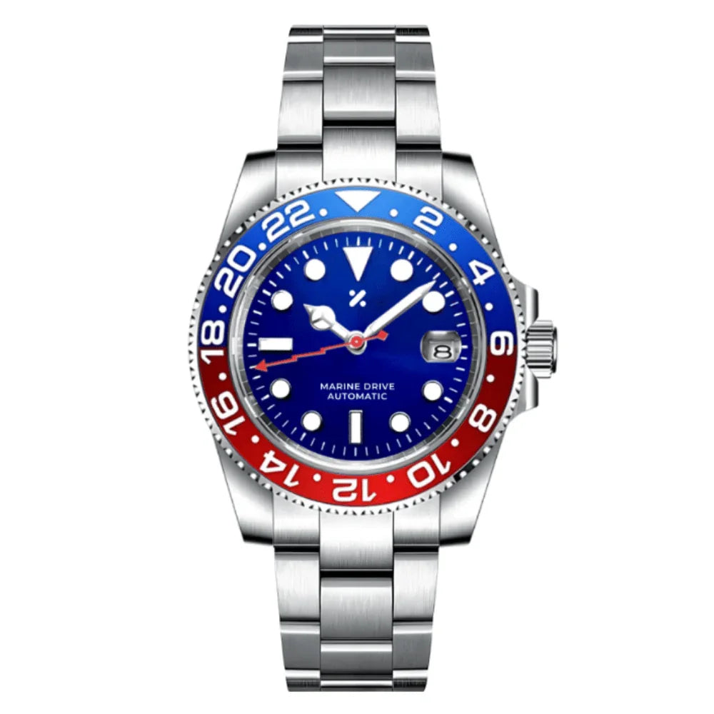 SUBMOD | Marine Drive – Blue Red Bezel NH35 Automatic - WB MOD WATCHES