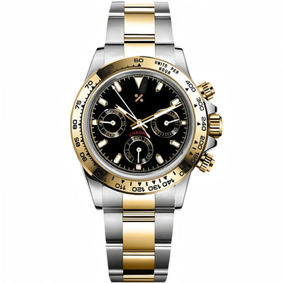 SEIKTONA | Black Panda Two-Tone VK63 - WB MOD WATCHES