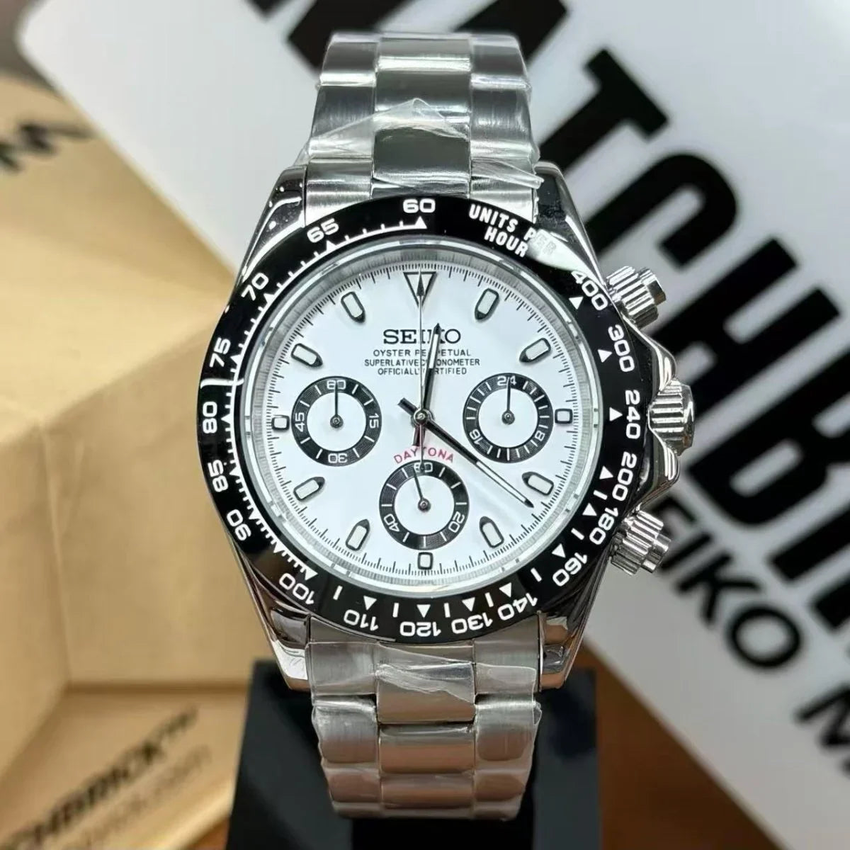 SEIKTONA | White Face VK63 Chrono - WB MOD WATCHES