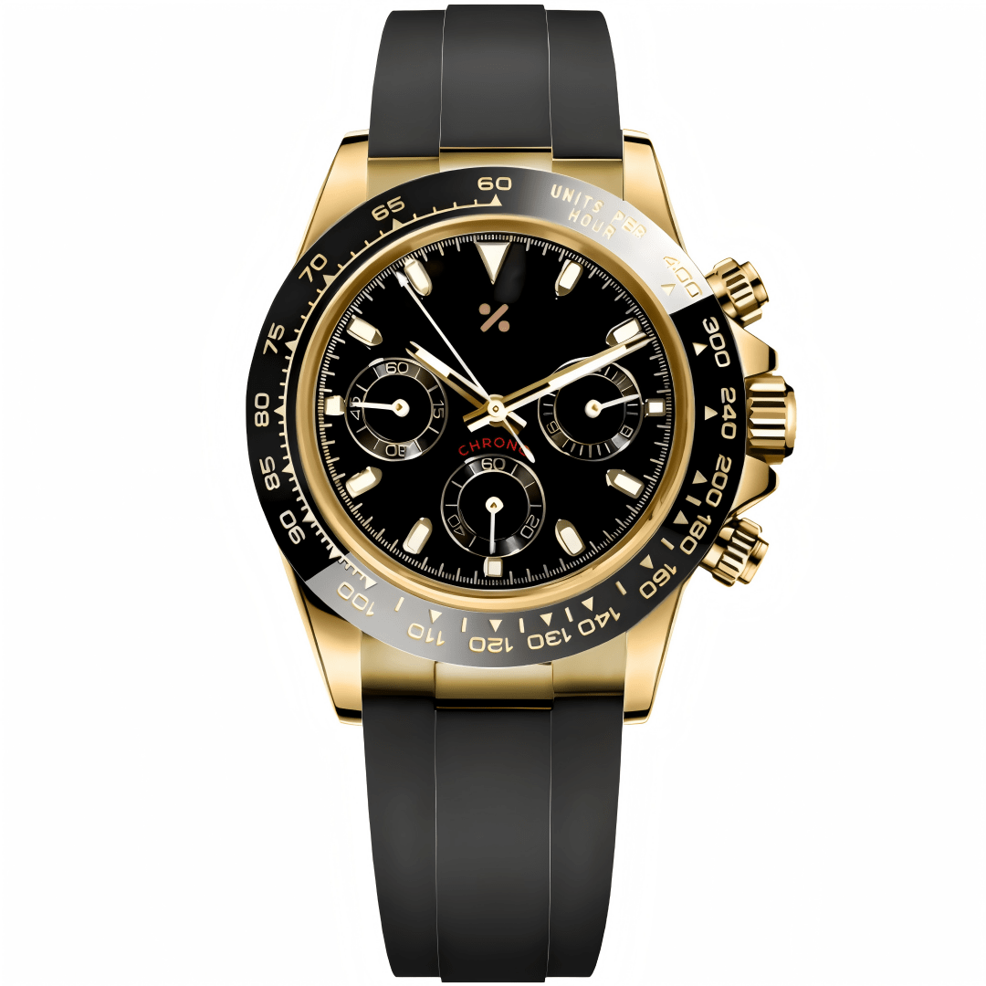 CHRONOTONA | Yellow Gold Black Rubber – VK63 Chronograph | Custom
