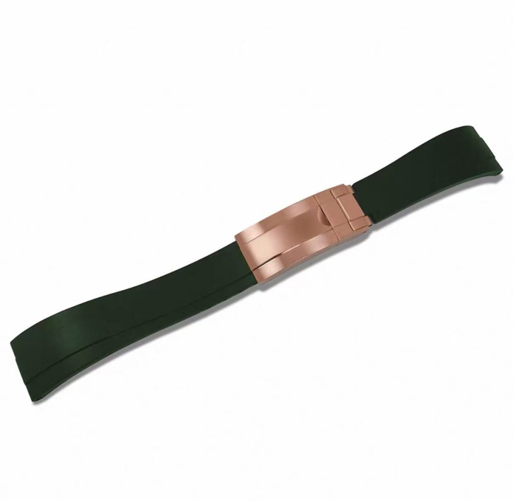 Curved - End Rubber Strap | 20mm Rose - Gold Clasp - WATCHBRICK