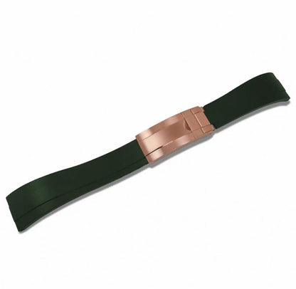 Curved - End Rubber Strap | 20mm Rose - Gold Clasp - WATCHBRICK