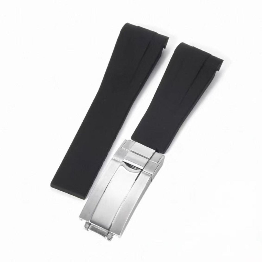 Curved - End Rubber Strap | 20mm Silver Clasp - WATCHBRICK