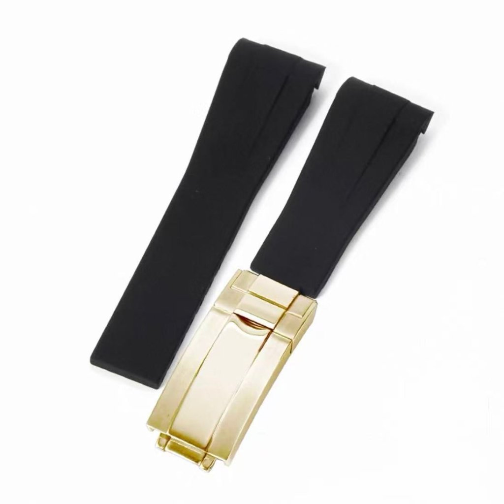 Curved - End Rubber Strap | 20mm Yellow - Gold Clasp - WATCHBRICK