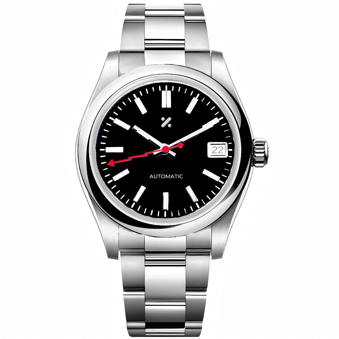 JUSTMOD | Black Classic Round NH35 Date - WATCHBRICK