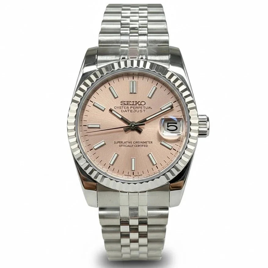 JUSTMOD | Champagne Pink Cream Dial NH35 - WB MOD WATCHES