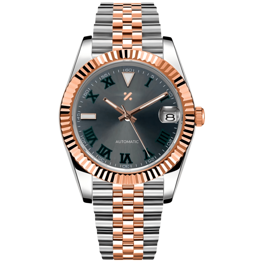 JUSTMOD | Two - Tone Green Roman NH35 - WATCHBRICK