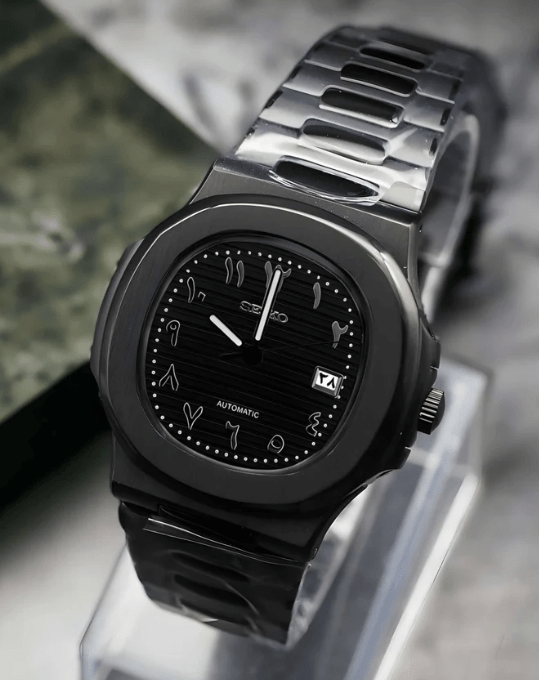 Nautilus Mod – NH35 Seiko Automatic (Abstract Marker Edition) - WATCHBRICK