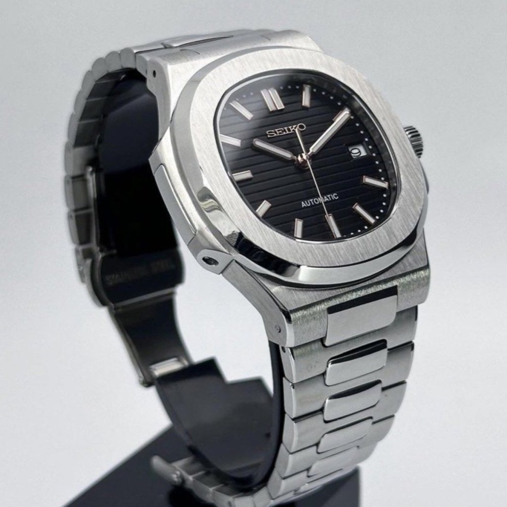 Nautilus Mod – NH35 Seiko Automatic (Black Dial Edition) - WATCHBRICK