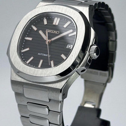 Nautilus Mod – NH35 Seiko Automatic (Black Dial Edition) - WATCHBRICK