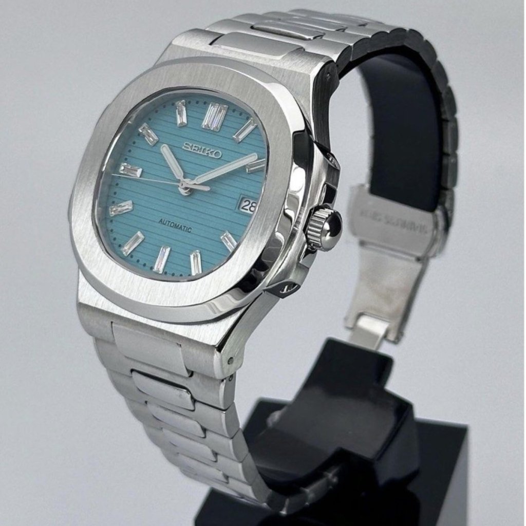 Nautilus Mod – NH35 Seiko Automatic (Tiffany Blue Edition) - WATCHBRICK