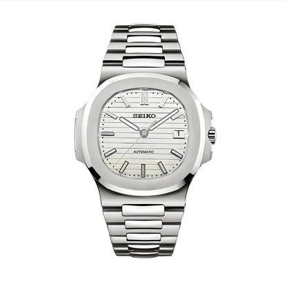Nautilus Mod – NH35 Seiko Automatic (White Dial Edition) - WATCHBRICK