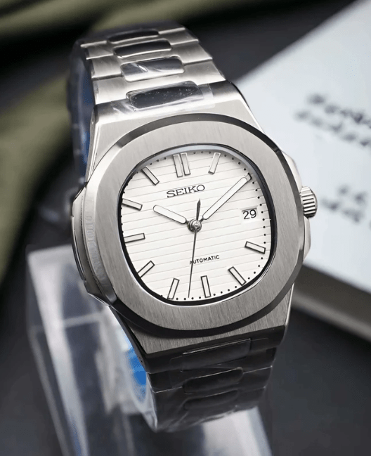 Nautilus Mod – NH35 Seiko Automatic (White Dial Edition) - WATCHBRICK