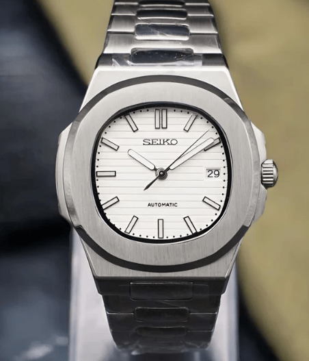 Nautilus Mod – NH35 Seiko Automatic (White Dial Edition) - WATCHBRICK