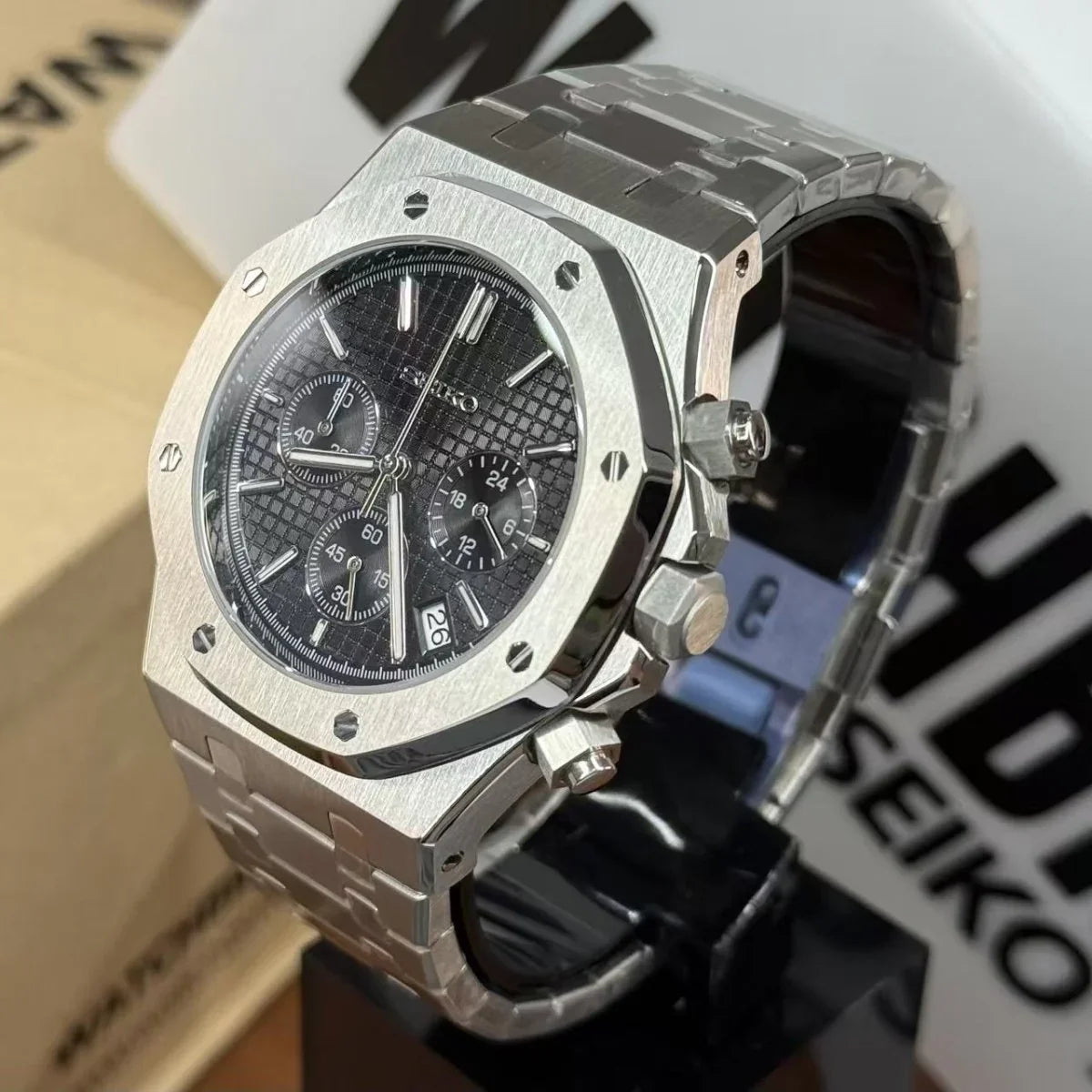 SEIKOAK | Black Chronograph VK63 - WB MOD WATCHES