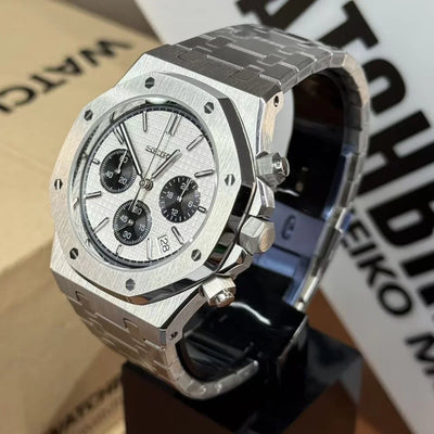 SEIKOAK | White Black VK63 Chrono Mod - WB MOD WATCHES