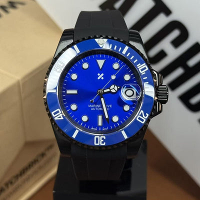 SUBMOD | Blue Black Sub NH35 Rubber - WB MOD WATCHES