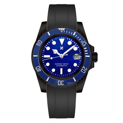SUBMOD | Blue Black Sub NH35 Rubber - WB MOD WATCHES