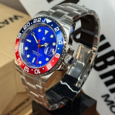 SUBMOD | Marine Drive – Blue Red Bezel NH35 Automatic - WB MOD WATCHES