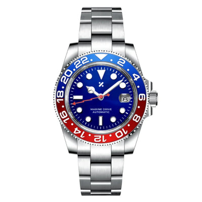 SUBMOD | Marine Drive – Blue Red Bezel NH35 Automatic - WB MOD WATCHES