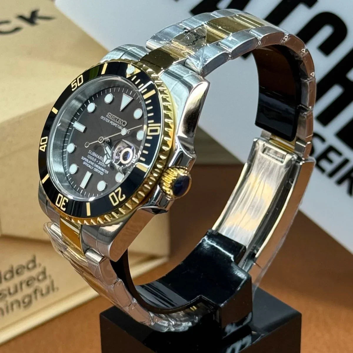 SUBMOD | Two-Tone Gold Black Sub - WB MOD WATCHES